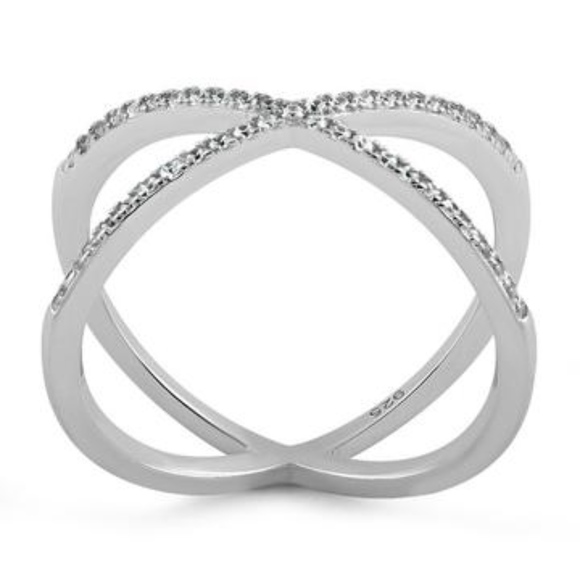 RESTOCK SOON Sterling Silver X Cubic Zirconia Ring - Picture 5 of 8